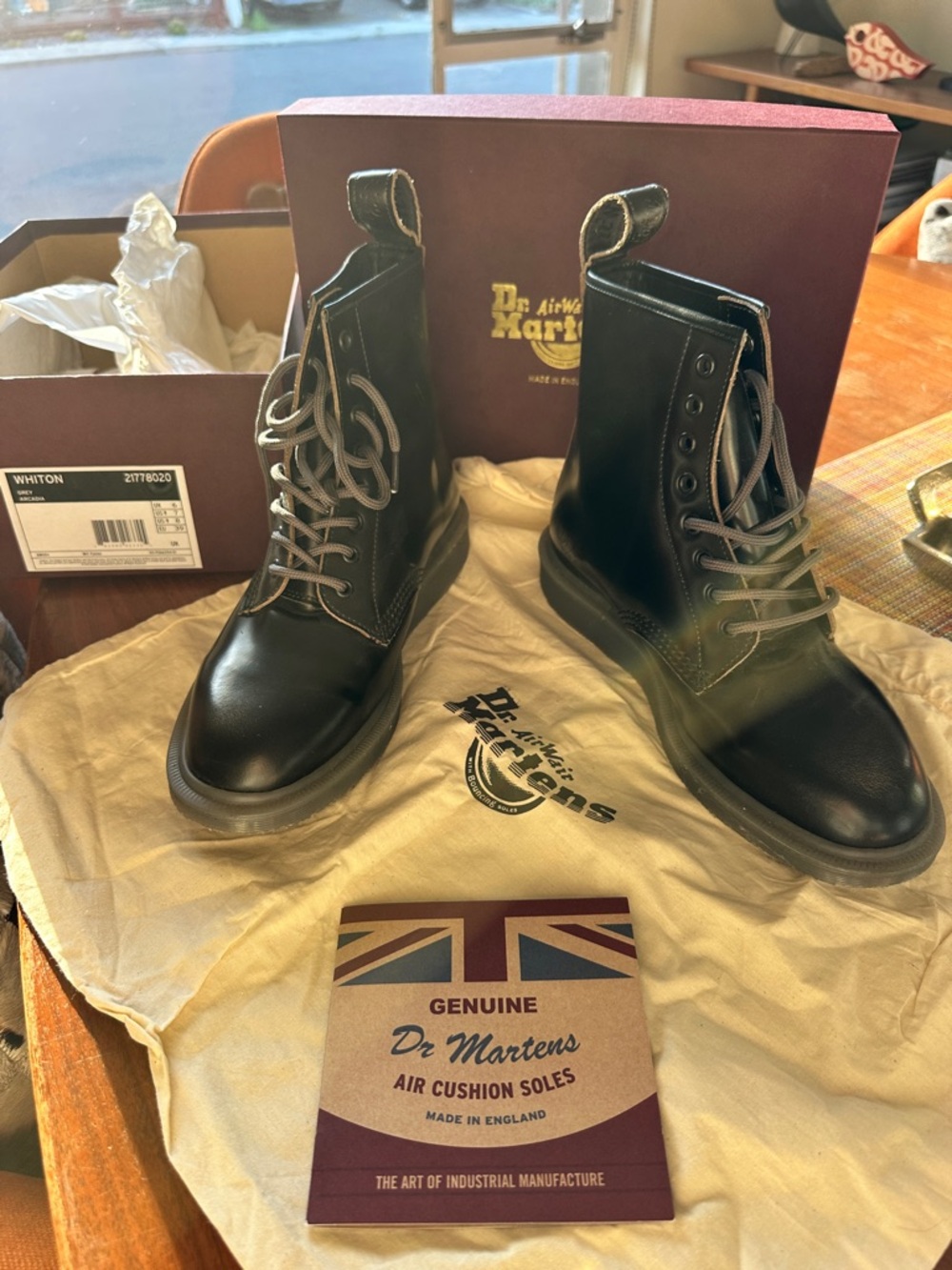 Dr. Martens Black Leather 8-Eye Lace-Up Boots